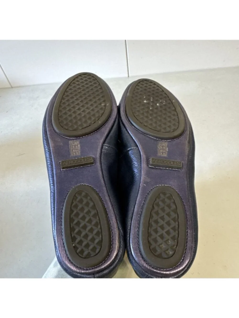 Aerosoles‎ Women's Conversation Ballet Flats Size 5.5M Blue Pearl Leather Shoes